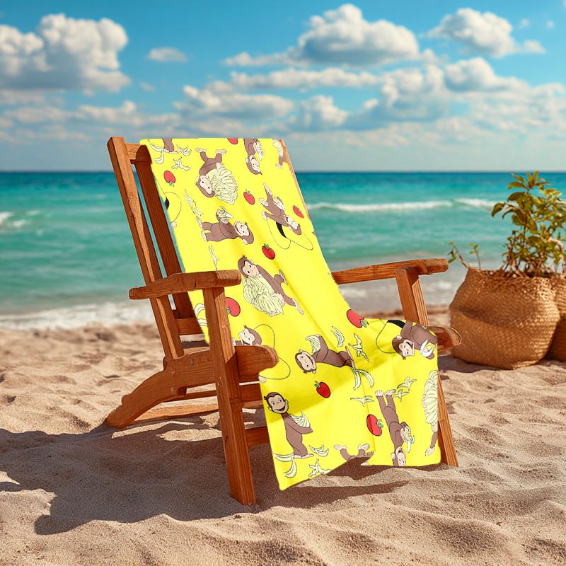 1pc Curious George (6) Beach Towel, Comfortable and Thick, and Swimming/Bath/Picnic/Camping Towel, Suitable for Seaside Beaches