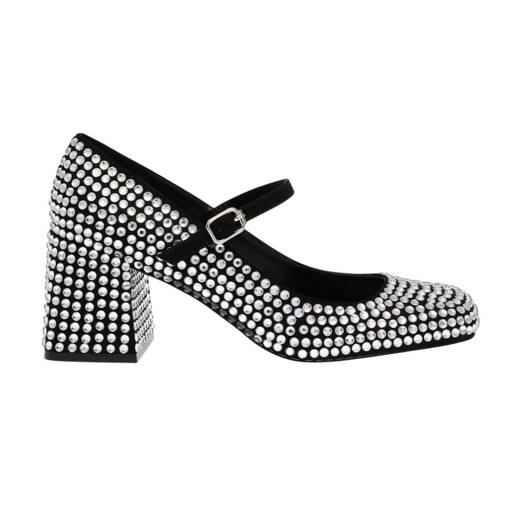 Steve Madden Womens/Ladies Rhinestone Leather Block Heel Mary Janes