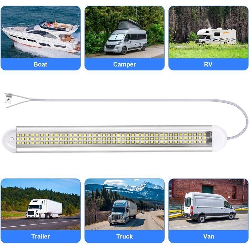 NEW-LED Strip Lights 120Leds 12W With ON/Off Switch For Truck Van RV Trailer Boat Car, 4Pack