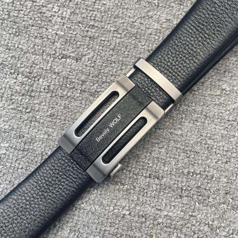 Men'S Belt First Layer Cowhide Automatic Buckle Leather Belt Business Leather Belt Men'S