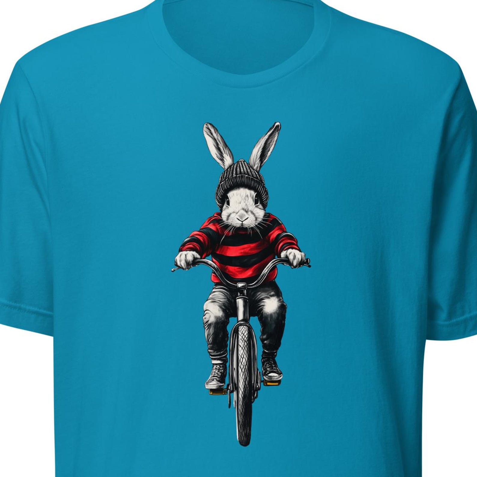 Unisex t-shirt Rabbit on a bicycle S