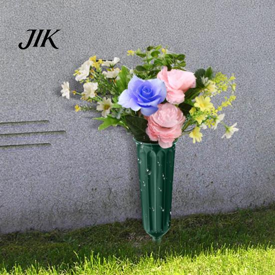Anti-corrosion Flower Holder Cemetery Vase with Stake Weather-proof Durable Outdoor Garden Lawn Memorial Decoration