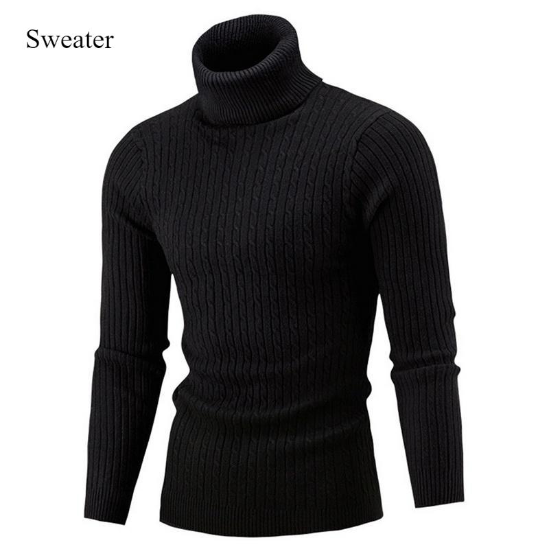 Maglieria alla moda da uomo a collo alto autunno e inverno slim base calda casual maglione a tinta unita