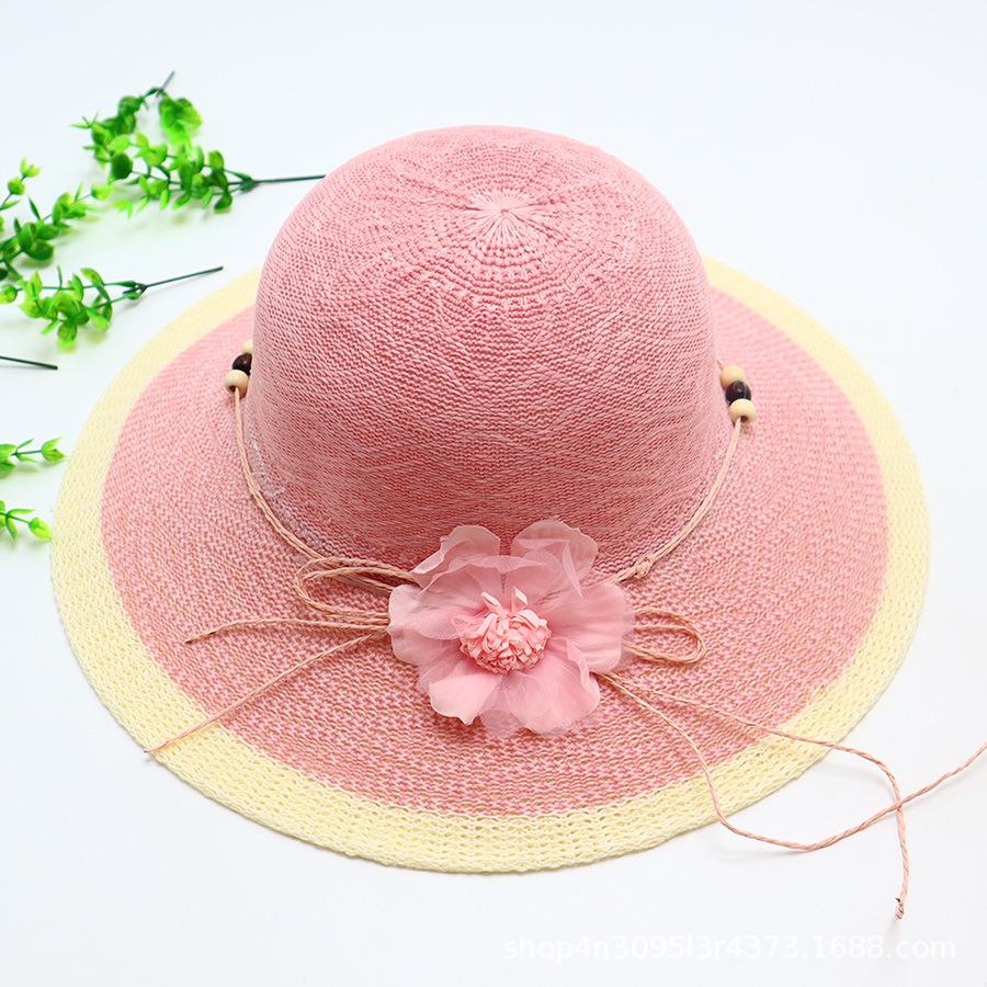 Summer straw hat big brim fashionable flower sweet seaside vacation beach breathable sun protection sun hat women's