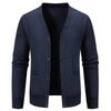 Autumn Winter Men's V-Neck Sweatercoat Casual Knit Cardigan Solid Color Single Breasted Thick Fleece Warm Knitted Sweater Jacket