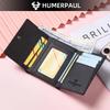 Humerpaul Ladies First Layer Cowhide Three-folding Wallet RFID Anti-theft Brush Portable Wallet Multi-card Slot Large-capacity Multi-compartment