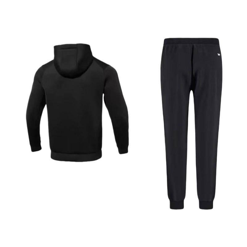 Under Armour Solid Color Logo Long Sleeve Hoodie And Knit Cuffed Pants Casual Sports Set Men Sets Black 21600705-001+-23600307-001