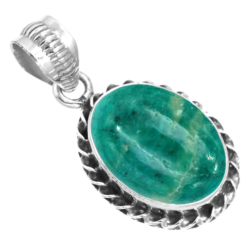 925 Sterling Silver Pendant Women Gemstone Handmade Jewelry Engagement Gift Amazonite Angelite Blue Opal Botswana Agate Mohave Azurite Chrysocolla