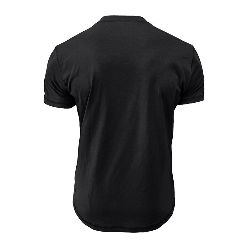 95%cotton T-Shirt Men Casual Summer Short Sleeve Henry Neck Mens T Shirts Fashion Basic Tshirt