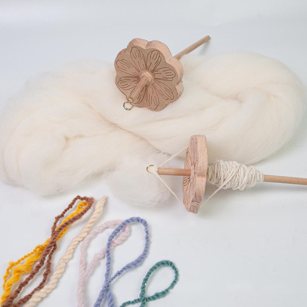 Wood Drop Spindle Top Whorl Yarn Spinner Wheel Tool Yarn Wool Spinning Tool for Beginner Yarn Making Sewing Project