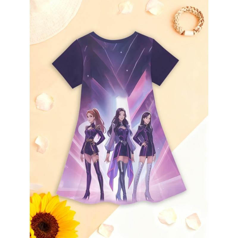 Digital Fashion Fantasy Girl Casual Short Sleeve Dress with Cute 3D Print