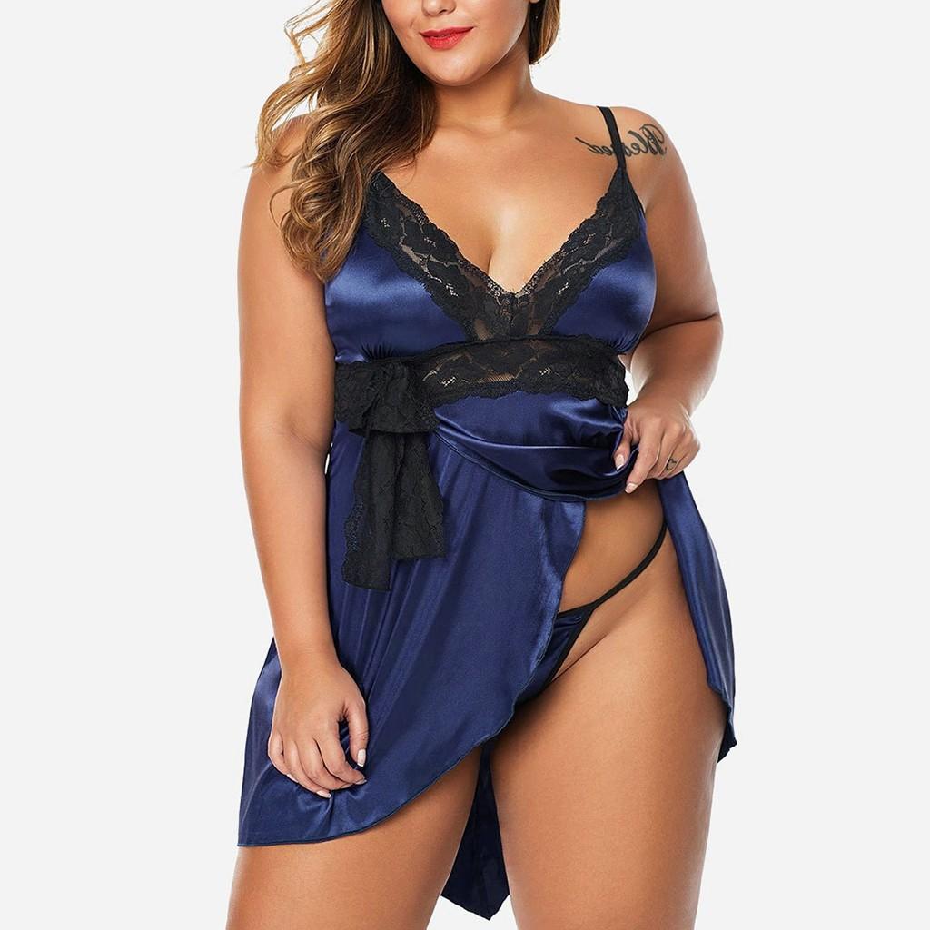 Women Lingerie Lace Underwire Racy Muslin Sleepwear Underwear Nightdress+Briefs