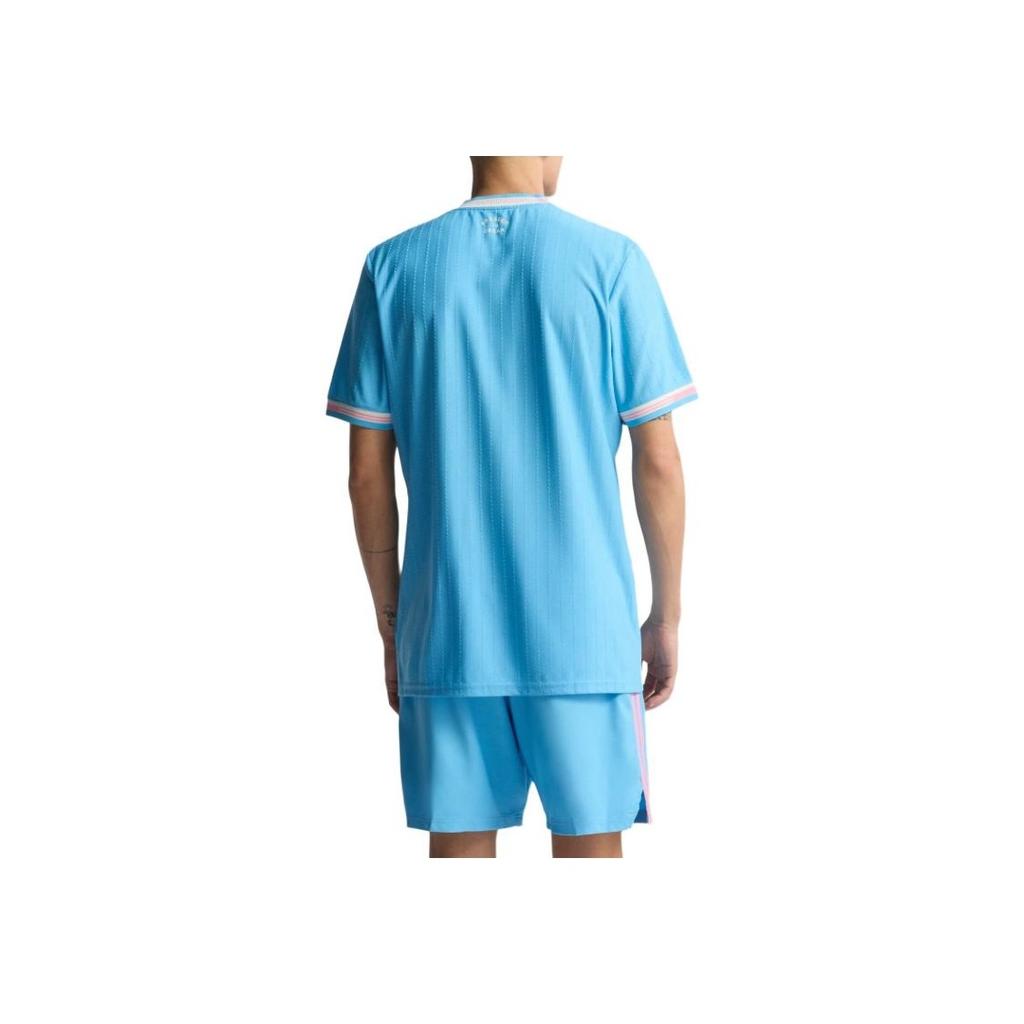 Adidas Originals Logo Slim Fit Short Sleeve Soccer Shirt Men Tops Blue JN8479