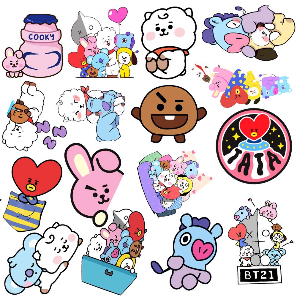 Fantasyon 50 Sheets BTS Bangtan Boys Stickers Waterproof Set Suitcase Stickers for Your Favorite Suitcase Bicycle Helmet PC Guitar Mobile Phone