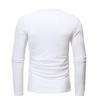 2026 European Men's Solid Color Round Neck Henley T-Shirt Long Sleeve Casual Sports Base Layer
