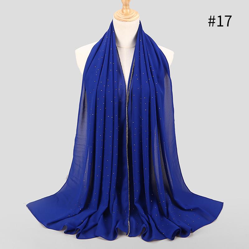 Muslim Rhinestone Hijab Scarf Gold Zipper Hijab Chiffon Plain Headwrap Long Shawl Headscarf Islamic Foulard