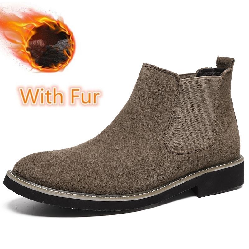 Men'S Shoes Fashion Suede Chelsea Boots Men Spring Autumn Slip On Ankle Boots Vintage Motorcycle Male Brand Handmade Footwear