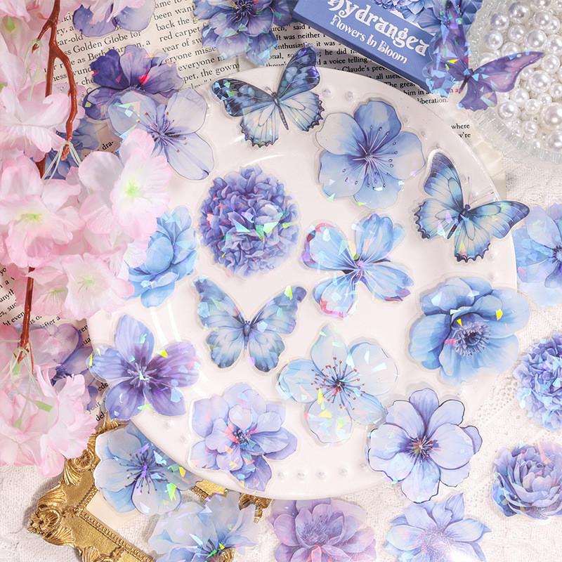 60pcs/pack PET Flowers Stickers Collage Scrapbooking Materials Decor Junk Journal Stationery Aesthetics