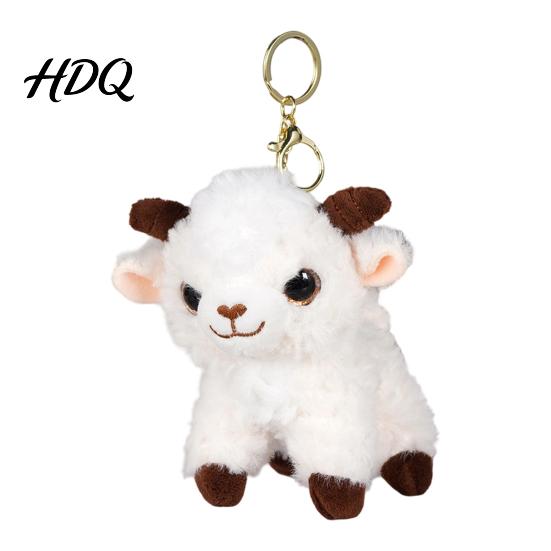 Cute Animal Key Clip Plush Sheep Keychain Soft Stuffed Bag Charm with Metal Ring New Year Gift for Kids Backpacks and Keys Cartoon Lamb Pendant