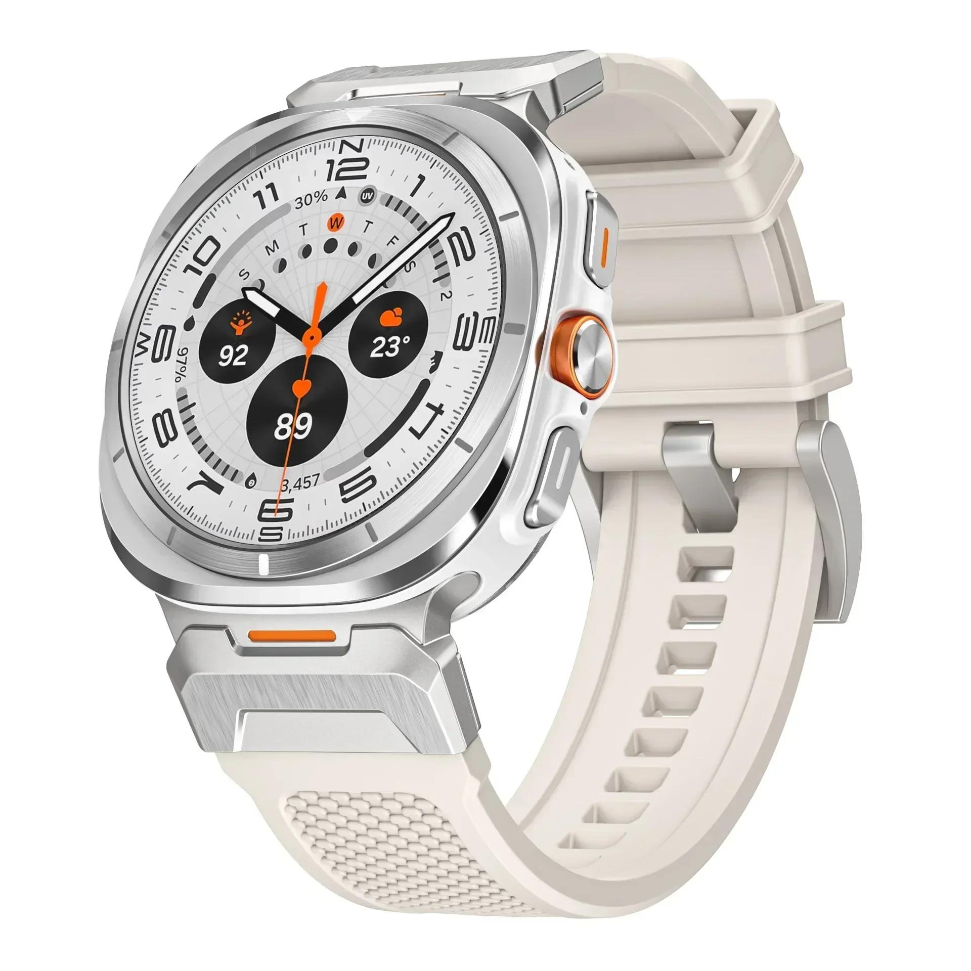 

Мягкий резиновый ремешок без зазоров для Samsung Galaxy Watch Ultra 47 мм, ремешок-петля для спортивного браслета Galaxy Ultra 47 мм Correa GalaxyWatch7 Ultra BStyle слоновая кость