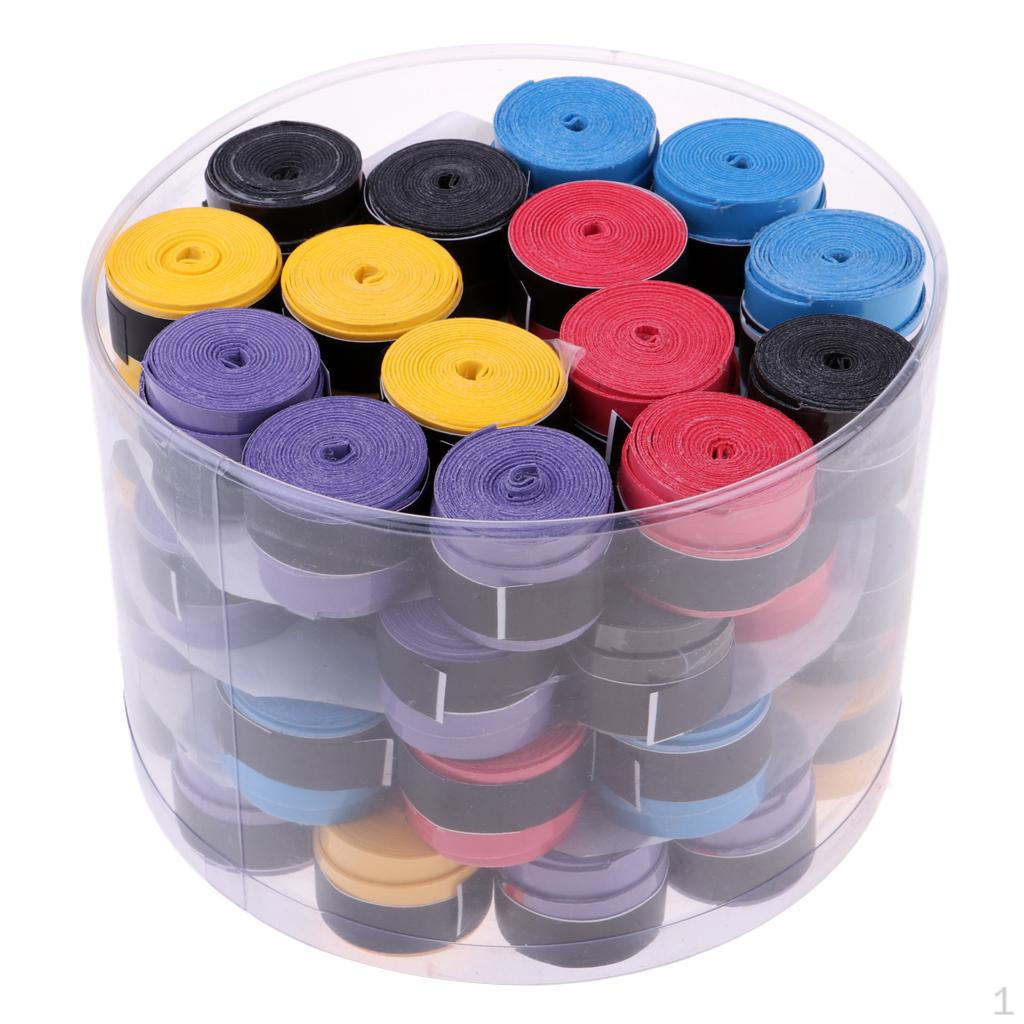 

Набор из 60 противоскользящих эластичных накладок для ракеток для тенниса, сквоша, бадминтона и прозрачной коробки -