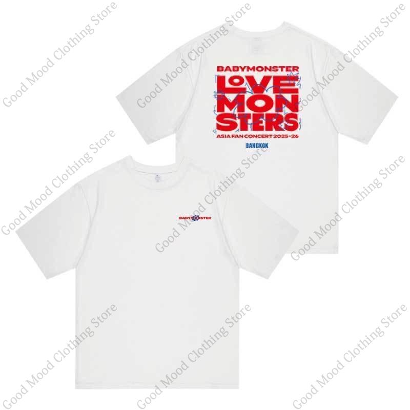 BABYMONSTER T Shirt LOVE MONSTERS Concert Japan Thailand Same Print Tshirt Unisex Women High Quality Cotton Short Sleeve Tee Tops S