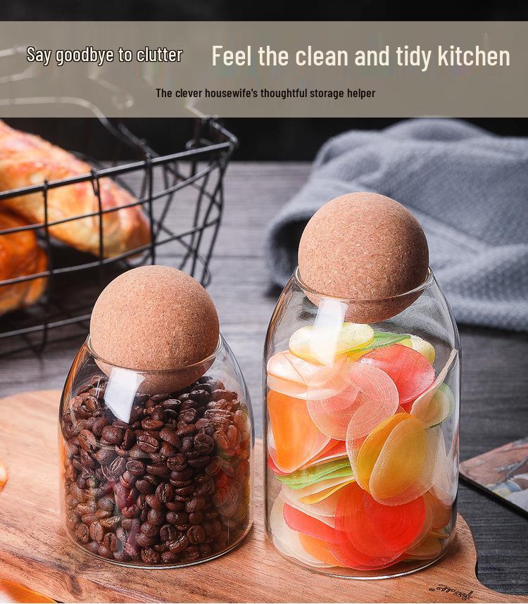 Large Capacity High-Borosilicate Glass Jar with Cork Stopper for Tea, Coffee, and Nuts Storage