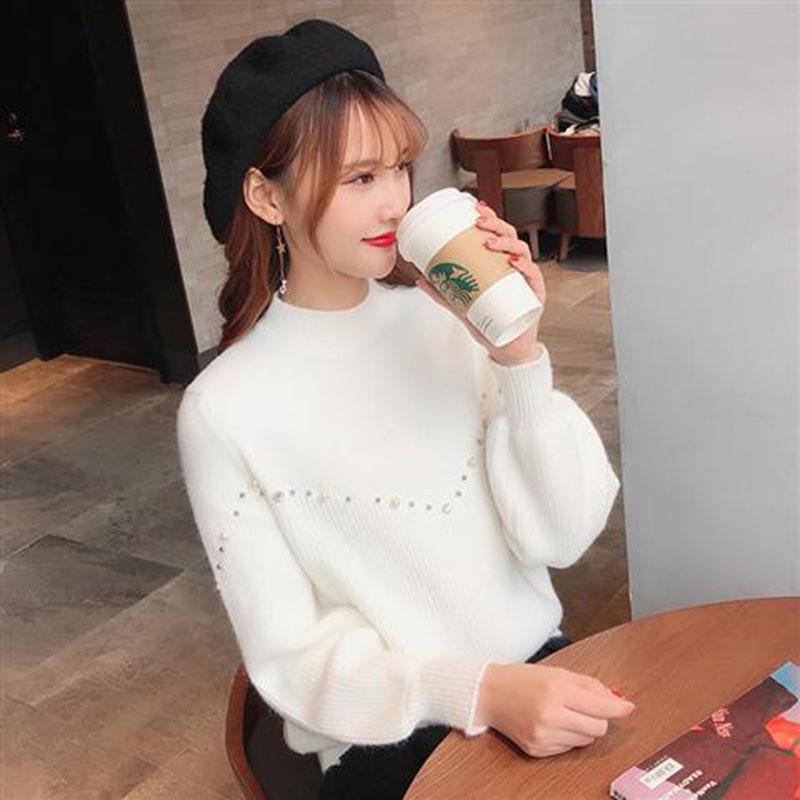 

Пуловеры на осень-зиму женские хлопковые эластичные свитера женские вязаные с длинными рукавами и круглым вырезом шерстяные