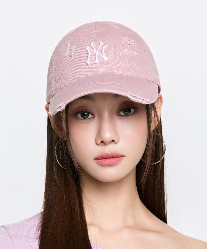 Emelbi Damaged Washed Unstructured Ball Cap Ny (Mg.Pink)