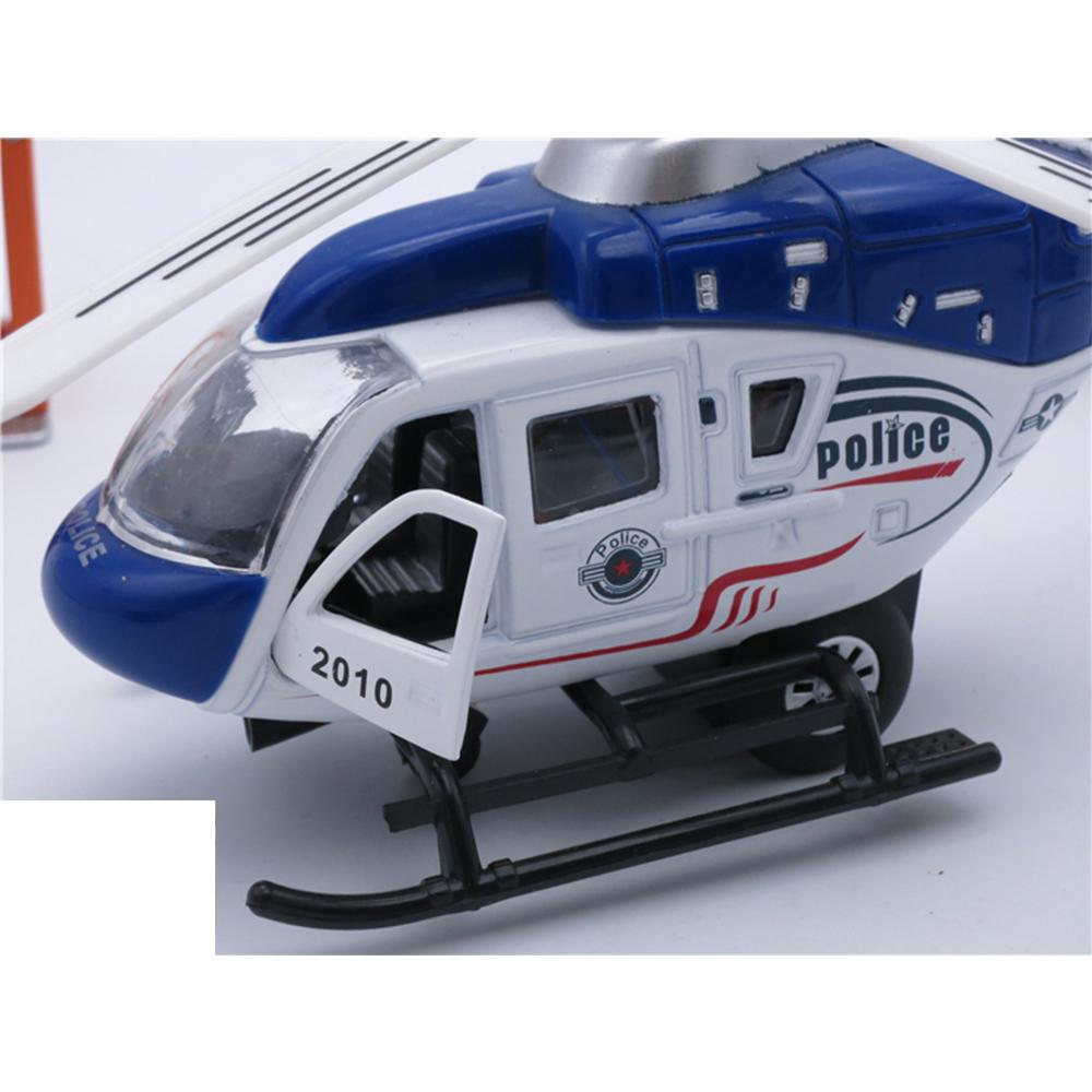 Elicottero Diecast 1/32 Polizia, Elicottero Comando Sicurezza Pubblica, Modello Aereo in Scala, Giocattoli per Bambini Regalo con Funzione a Retrocazione/voce/luce