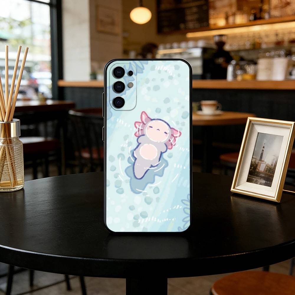 Cute axolotl Phone Case For Samsung S25,S24,S21,S22,S23,S30,Ultra,S20,Plus,Fe,Lite,Note,10,Black Cover