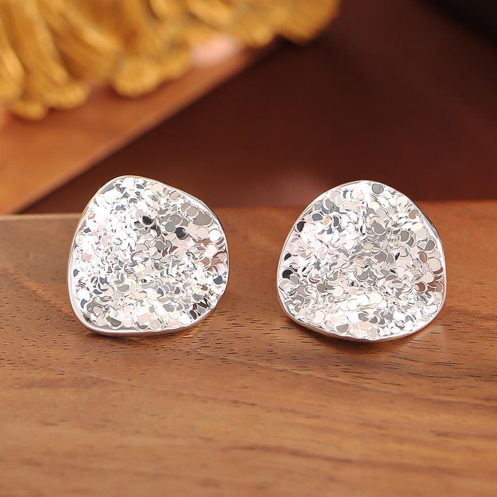 Trendy European & American Style Gold Plated Sequin Stud Earrings - Elegant High-End Fashion Jewelry for Women