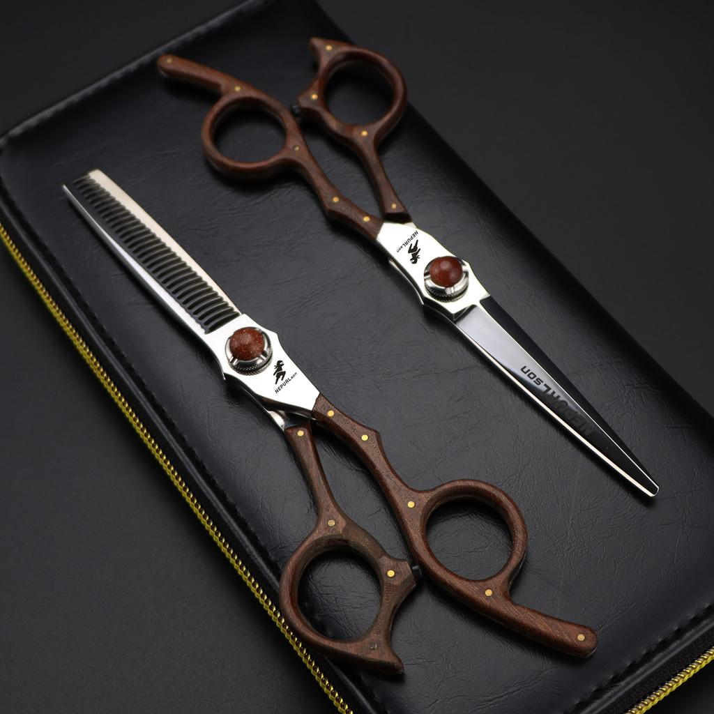 6.0 Inch Snow Sandalwood Handle Nepson Hair Scissors Haircut Flat Scissors Bangs Scissors Thin Scissors Vg10