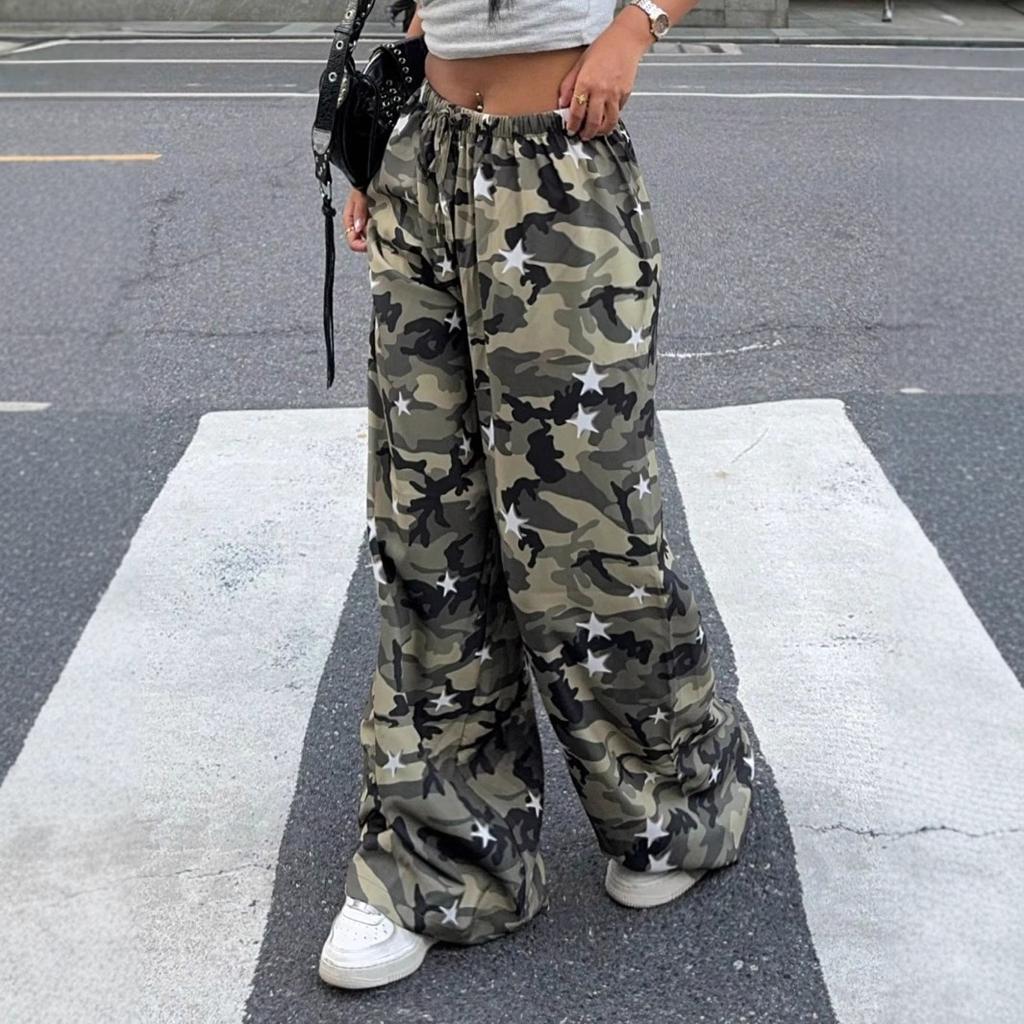 Women's Clothing European American New Camouflage Fashion Slim Low-waist Straight Leg Pants