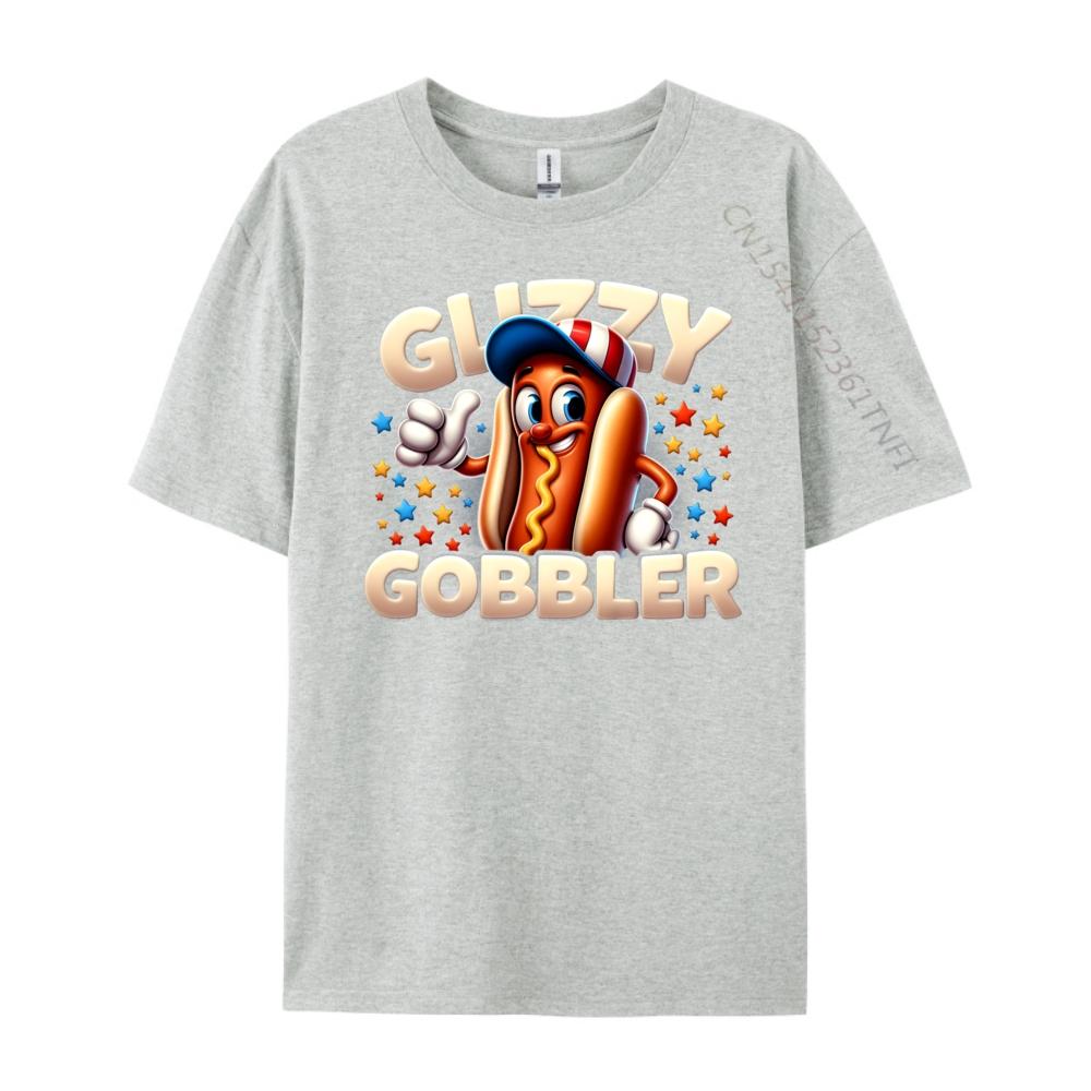 Funny Number One Glizzy Gobbler Hot Dog The 4th Of July Mens Korean Fashion Mens TShirts Vintage Style