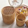 Amosfun Rattan Pencil Holder Woven Wicker Makeup Brushes Organizer Cup Home Office Vine Desk Organizer Storage 3 X 3 X 3 Inch