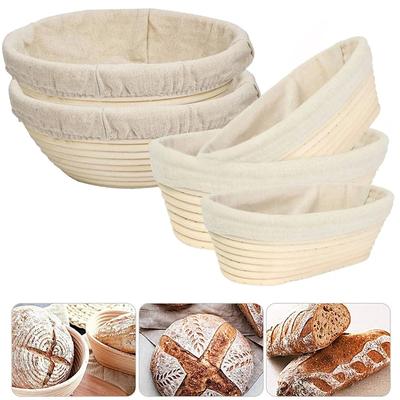 Bread Proofing Basket Round Oval Long Banneton Rattan Bread  Dough Proofing Proving Rattan Basket with Linen Liner Cloth