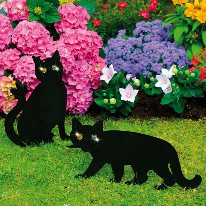 Épouvantail de jardin - wenko - lot de 2 - métal noir laqué - 37 x 24 cm