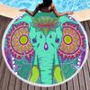 Wild Animal Elephant Round Beach Towel with Tassels Microfiber Soft Absorbent Quick Dry Sand Proof Towel For Picnic Camping Yoga
