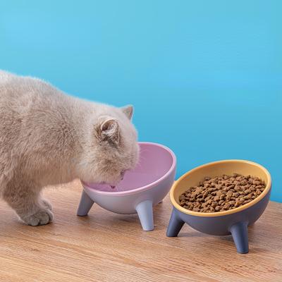Multifunctional Round Tripod Pet Bowl Contrast Color Cat Dog Anti Overturn Water Bowls Stable Stand Easy Cleaning Pet
