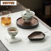 135ml Antique Green Hand-painted Gourd Gaiwan Ancient Tea Tureen Tea Bowl With Lid Kit Tea Brewing Cover Bowl Teaware Ornaments