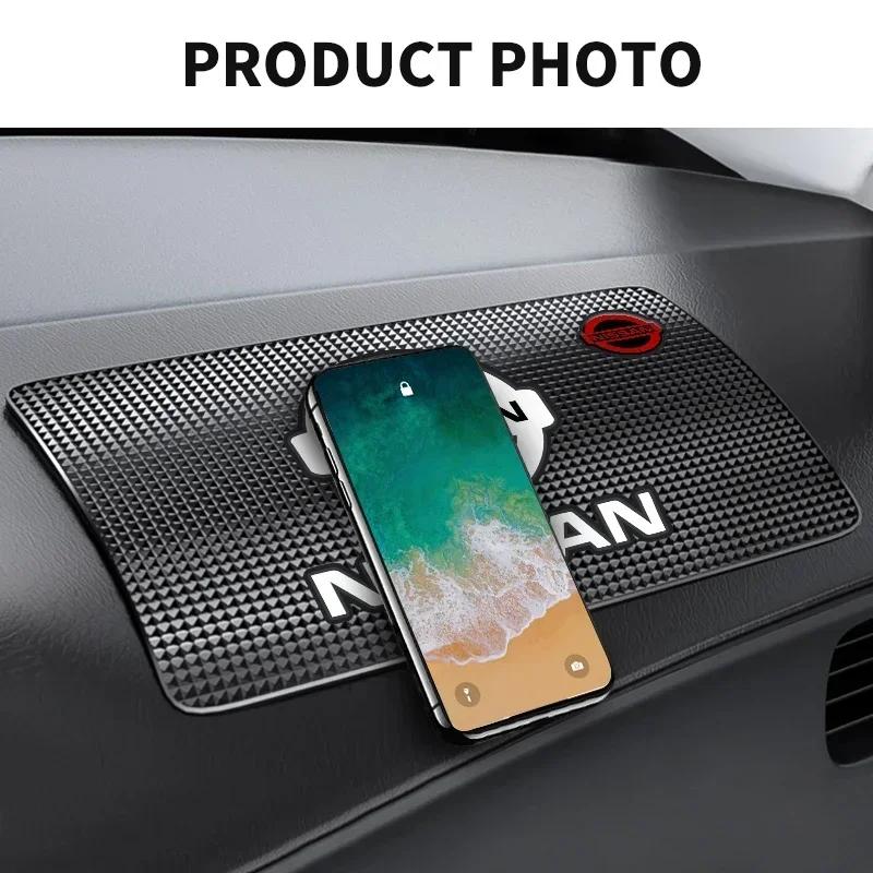 2025 Para Coche Nissan Alfombrilla de Silicona Antideslizante Insignia Emblema de Consola Interior Almohadilla Antideslizante Para Nissan X-trail Qashqai Note Juke Sentr