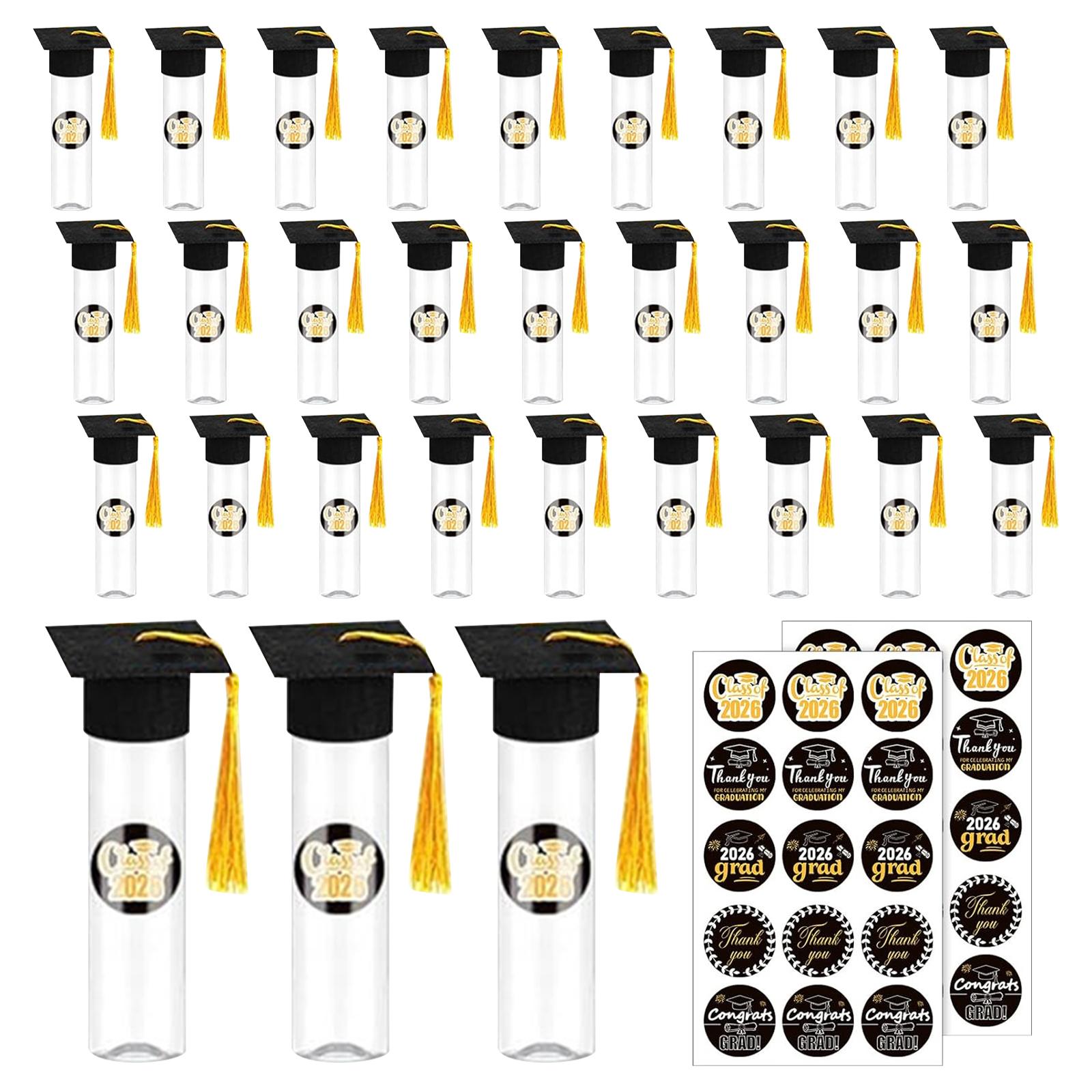 

Graduation Party Favor Tubes with Graduation Cap Tassel and Class of 2026 Stickers for Graduation Celebration School Event Supplies One Size чорний