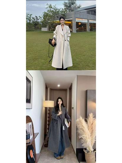 Korean Style Double-Sided Wool Coat for Tall People – Loose, Long, High-Grade Outerwear for Autumn/Winter 2026