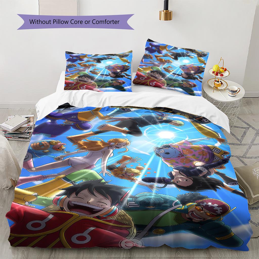 One Piece Pattern Bedding Quilt Set Quilt Cover Pillowcase Home Birthday Gift(1 * Duvet Cover + 2 * Pillowcase, Without Core)