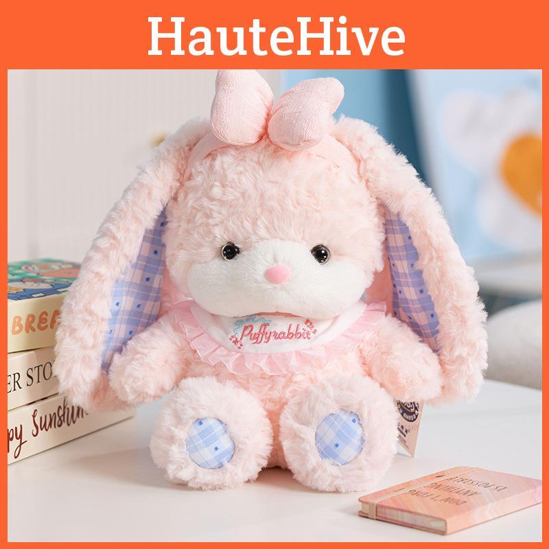 Pink Brown Bear Rabbit Scarf Bow Plush Doll Animal Festival Ornament Gift
