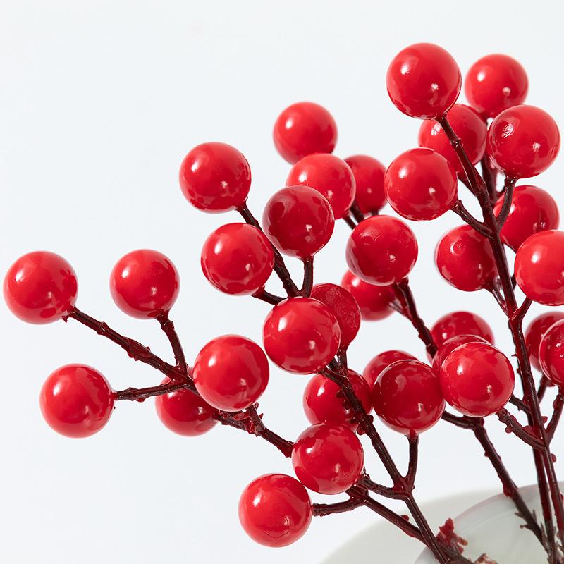 10pcs/Bundle Simulation With Frost Berry Red Rich Fruit Christmas Decoration Flower Arrangement Home Dining Table Windowsill