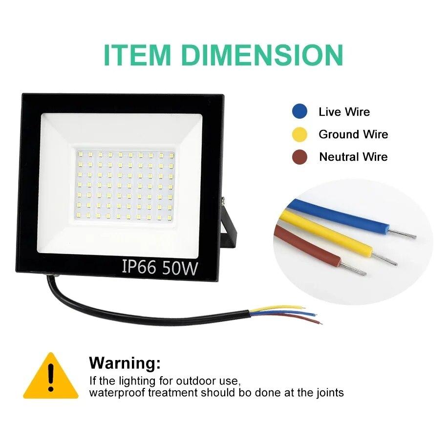 Floodlight Outdoor LED IP66 Waterproof Path Light Spotlight 10W 20W 30W 50W 100W Outdoor Garden Porch Courtyard Lamp
