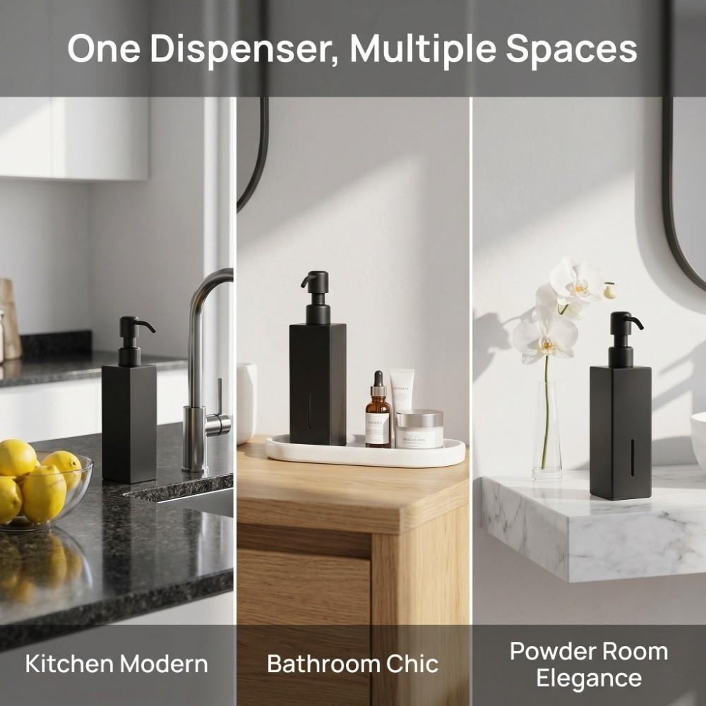 Flacone Pompa in Acciaio Inossidabile 304 Nero Flacone Doccia Dispenser Sapone Bagno Lavanderia Cucina