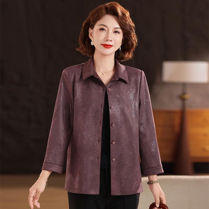 

2026 Spring Collection: Stylish Long-Sleeved Shirts for Mid-Aged Women XL (recommended for 120-130 jin) фиолетовый